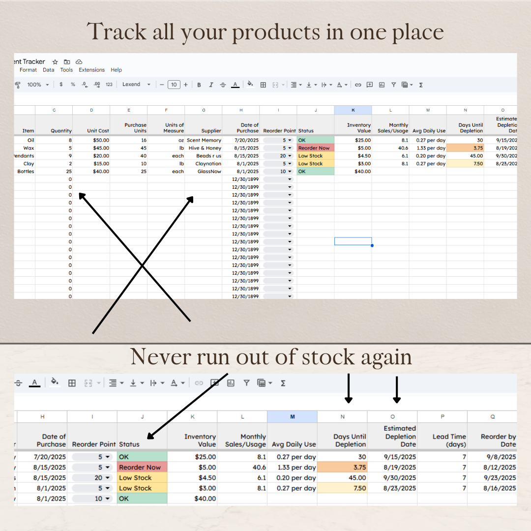 Inventory Management Tracker | Small Business Inventory Spreadsheet | Stock, Sales & Reorder Google Sheets Template