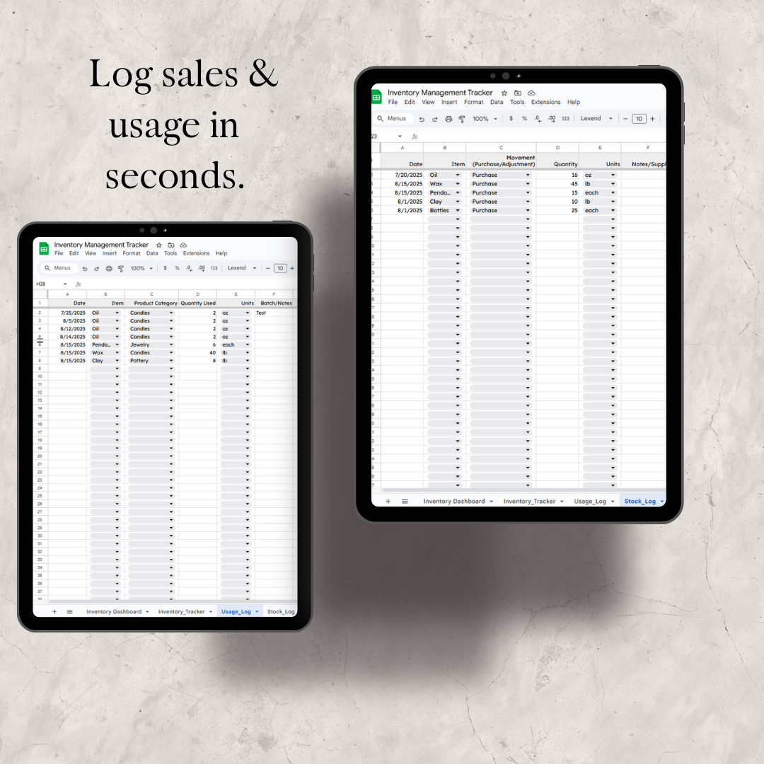 Inventory Management Tracker | Small Business Inventory Spreadsheet | Stock, Sales & Reorder Google Sheets Template