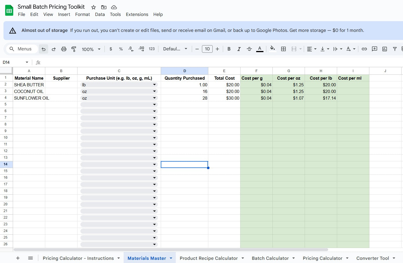 Handmade Product Pricing Calculator | Google Sheets for Candles, Soaps & Body Care (Retail + Wholesale)