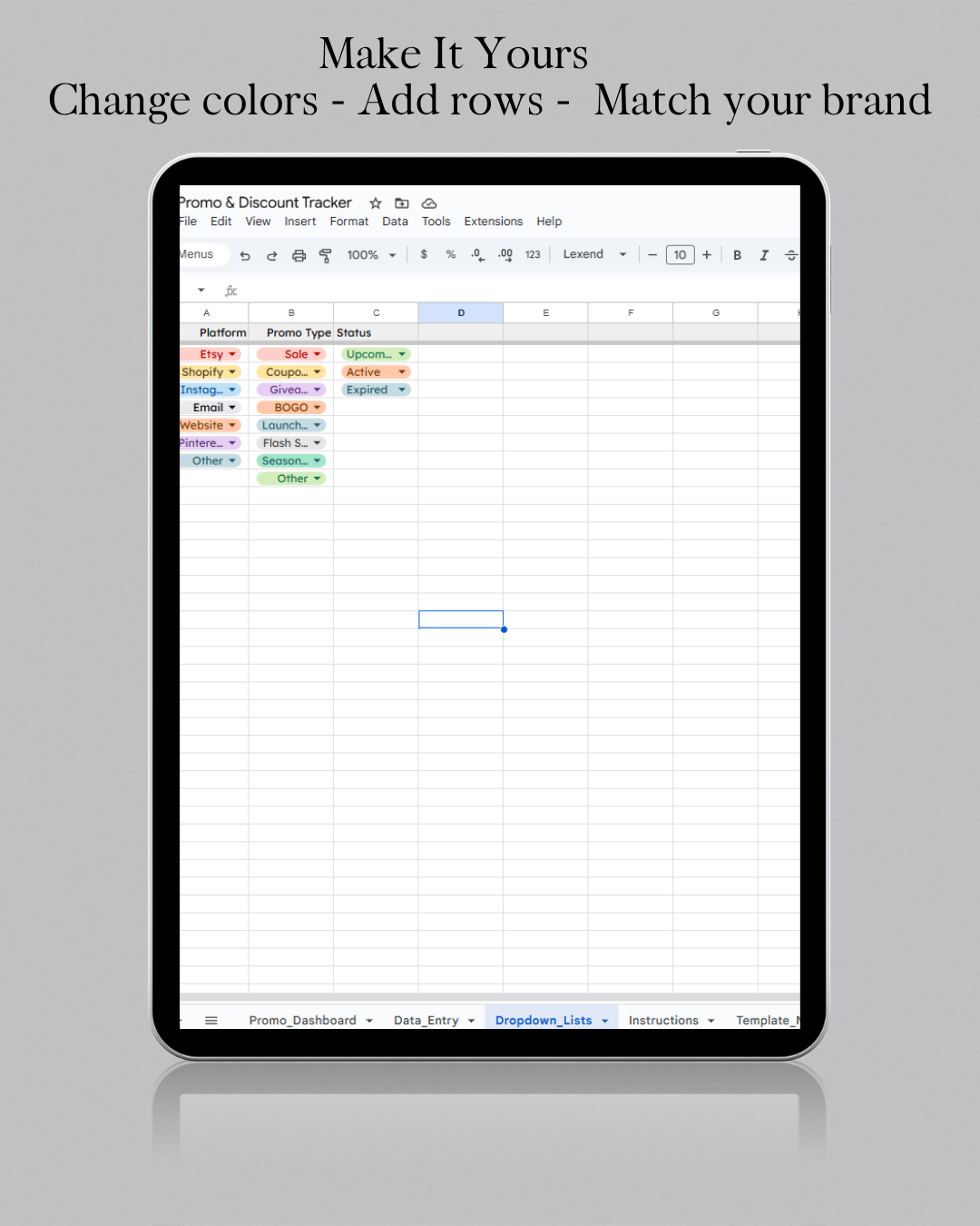 Promo and Discount Tracker | Sales Campaign Tracker | Google Sheets Dashboard for Small Business Marketing & Revenue Stats