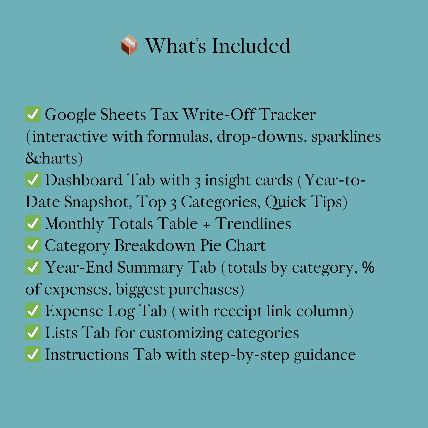 Tax Write-Off Tracker for Small Business l Expense Log | Google Sheets Dashboard & Year-End Summary